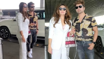 Himesh Reshammiya with wife Sonia Kapoor. Himesh Reshammiya with wife Sonia Kapoor.