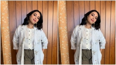 Swara played muse to fashion designer house Cord and picked the co-ord set from their wardrobe. (Instagram/@reallyswara)