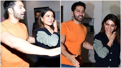 Varun Dhawan and Samantha Ruth Prabhu in Mumbai. Varun Dhawan and Samantha Ruth Prabhu in Mumbai.