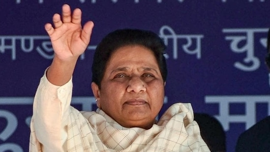Bahujan Samaj Party president Mayawati waves during a public meeting. (File photo)&nbsp;