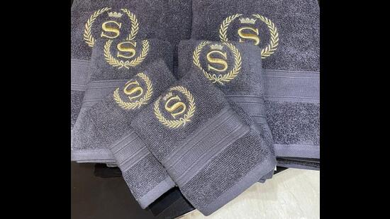 The luxurious ultra-soft towels by LEON can be monogrammed with your name or initials