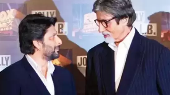 Arshad Warsi and Amitabh Bachchan at the launch event of Jolly LLB in 2013.