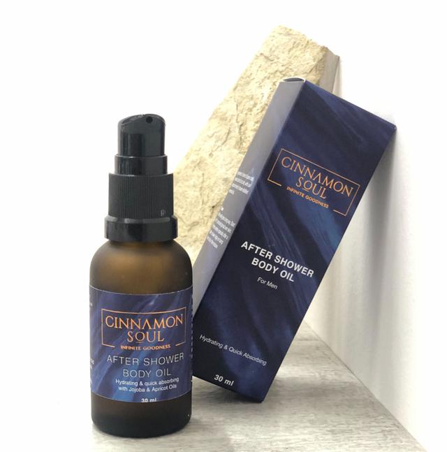 The Jojoba and Apricot based body oil by CINNAMON SOUL is hydrating and especially useful for men with dry or mature skin The Jojoba and Apricot based body oil by CINNAMON SOUL is hydrating and especially useful for men with dry or mature skin