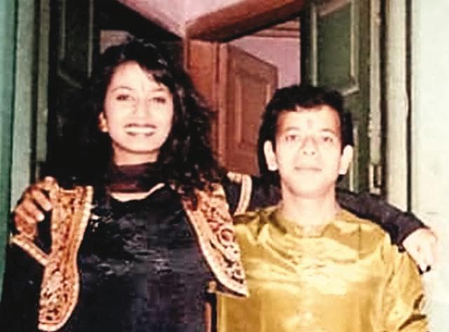 With her mama (maternal uncle), the famous tabla player Sairam Banker