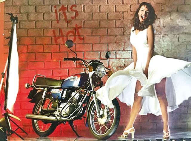 While shooting for a motorcycle brand in 1994