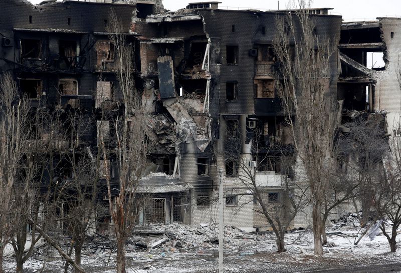 A residential building heavily damaged in the Donetsk region of Ukraine. (REUTERS)