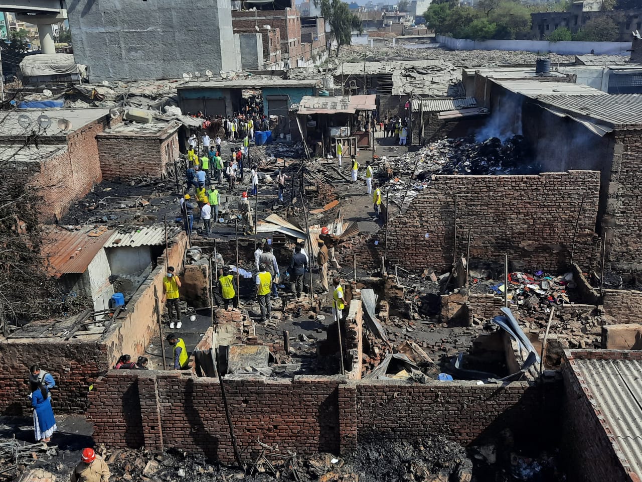 A view of the slum cluster that was gutted in a fire early on Saturday.&nbsp; (Amal K/HT Photo)