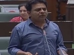 Telangana minister KT Rama Rao speaks in the Assembly. (ANI Twitter)