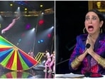Karisma Kapoor reacts as she watches an acrobatic act on India's Got Talent. Karisma Kapoor reacts as she watches an acrobatic act on India's Got Talent.