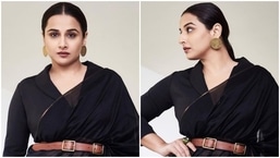 Vidya Balan proves she is the queen of six yards in <span class='webrupee'>₹</span>17k black sheer saree for promoting Jalsa: Check out pics