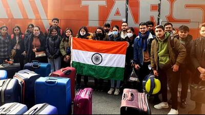 Some 600 Indian nationals, mostly students, were evacuated from the eastern city of Sumy last week and flown back to India. It is believed that only a small number of Indians are currently in Ukraine. Many of these nationals have opted to remain in the country. (ANI PHOTO.)