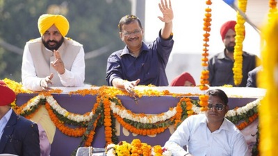 Arvind Kejriwal and Bhagwant Mann in photos tweeted by @AAP.&nbsp; (Twitter )