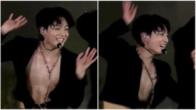 BTS' Jungkook during Fake Love performance. BTS' Jungkook during Fake Love performance.
