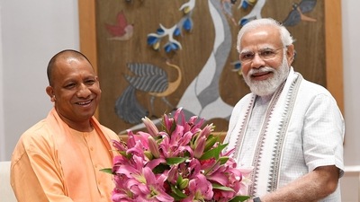 Uttar Pradesh chief minister Yogi Adityanath with Prime Minister Narendra Modi in Delhi. Uttar Pradesh chief minister Yogi Adityanath with Prime Minister Narendra Modi in Delhi.