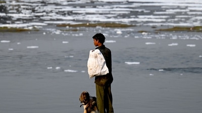 A ragpicker stands on the banks of the river Yamuna in New Delhi. (AFP) A ragpicker stands on the banks of the river Yamuna in New Delhi. (AFP)