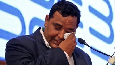Paytm founder and CEO Vijay Shekhar Sharma while delivering a speech during his company's IPO listing ceremony at the Bombay Stock Exchange (BSE) in Mumbai, India. (Reuters)