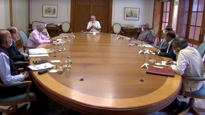 PM Narendra Modi holds meeting in Delhi on Sunday.