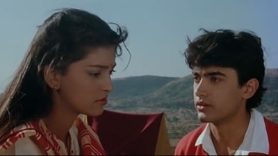 Aamir Khan and Juhi Chawla in Qayamat Se Qayamat Tak (1988).