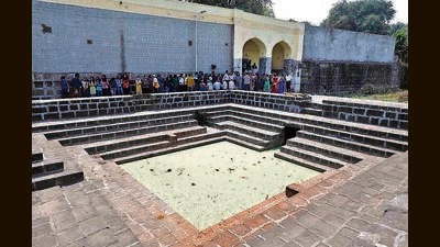 The Bhumipujan (religious) ceremony of the restoration of revival of jal kund in the premises of Someshwar temple, on the bank of river Ram nadi in Pashan was done on Sunday. (Rahul Raut/HT PHOTO) The Bhumipujan (religious) ceremony of the restoration of revival of jal kund in the premises of Someshwar temple, on the bank of river Ram nadi in Pashan was done on Sunday. (Rahul Raut/HT PHOTO)