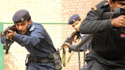 An ATS team carried out raids in Aishbagh and Karond areas in the early hours of Sunday based on a tip-off and made the arrests. (HT Photo) An ATS team carried out raids in Aishbagh and Karond areas in the early hours of Sunday based on a tip-off and made the arrests. (HT Photo)