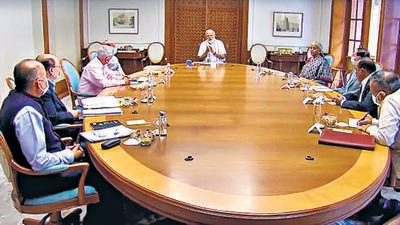Prime Minister Narendra Modi chairs a high-level meeting to review India’s security preparedness, and the prevailing global scenario, amid Russia-Ukraine crisis, in New Delhi on Sunday. (PTI)