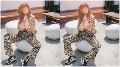 In classic monochrome sneakers, Shibani aced the summer look to perfection. (Instagram/@shibanidandekar)