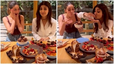 Shilpa Shetty shares a picture of binge-eating with Ananya Panday. Shilpa Shetty shares a picture of binge-eating with Ananya Panday.