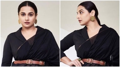 Vidya Balan proves she is the queen of six yards in ₹17k black sheer saree for promoting Jalsa: Check out pics Vidya Balan proves she is the queen of six yards in ₹17k black sheer saree for promoting Jalsa: Check out pics