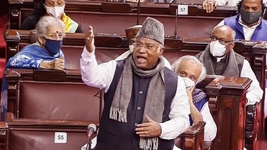 **EDS: TV GRAB** New Delhi: Congress MP Mallikarjun Kharge speaks in the Rajya Sabha. (File photo) (PTI) **EDS: TV GRAB** New Delhi: Congress MP Mallikarjun Kharge speaks in the Rajya Sabha. (File photo) (PTI)
