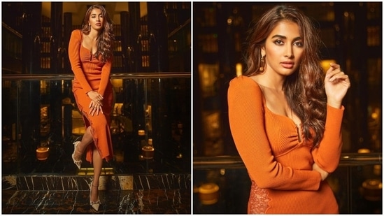 Pooja Hegde is a total stunner in a burnt orange dress.&nbsp;