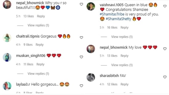 Comments on Shamita Shetty's post.&nbsp;
