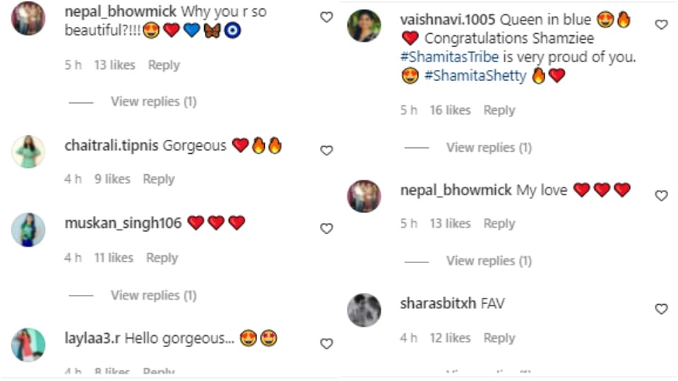 Comments on Shamita Shetty's post. Comments on Shamita Shetty's post. 