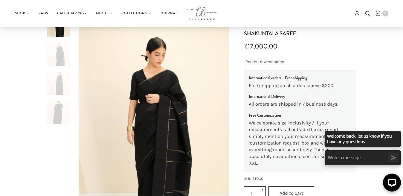 Vidya Balan's solid black saree.&nbsp; (turnblack.in)