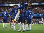 Chelsea's Kai Havertz celebrates scoring their first goal with Antonio Rudiger