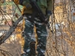Security personnel in Jammu and Kashmir’s Kulgam district have cordoned off the area in Kulgam district where sarpanch Shabir Ahmad Mir was shot dead by terrorists on Friday evening(AP) Security personnel in Jammu and Kashmir’s Kulgam district have cordoned off the area in Kulgam district where sarpanch Shabir Ahmad Mir was shot dead by terrorists on Friday evening(AP)
