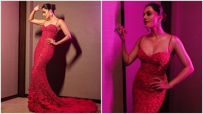 One of Bollywood's most versatile actors, Taapsee Pannu attended the star-studded Hello Hall of Fame awards 2022 in a dreamy red gown by Zara Umrigar. (Instagram/@taapsee) One of Bollywood's most versatile actors, Taapsee Pannu attended the star-studded Hello Hall of Fame awards 2022 in a dreamy red gown by Zara Umrigar. (Instagram/@taapsee)