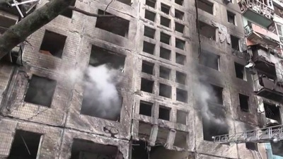 Residential building hit in Kyiv (Reuters)