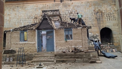 The Ganesha Temple of the fort when it was being renovated