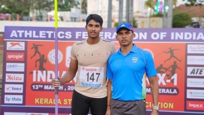 Javelin thrower DP Manu with coach Kashinath Naik Javelin thrower DP Manu with coach Kashinath Naik