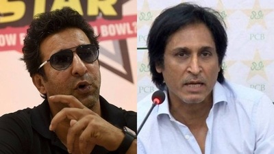 Wasim Akram; PCB chief Ramiz Raja Wasim Akram; PCB chief Ramiz Raja