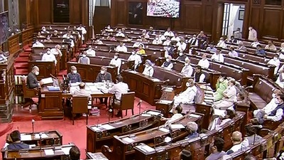 Parliamentarians in the Rajya Sabha, during the second part of the Budget Session, at Parliament House in New Delhi, Monday. (File photo - PTI) Parliamentarians in the Rajya Sabha, during the second part of the Budget Session, at Parliament House in New Delhi, Monday. (File photo - PTI)