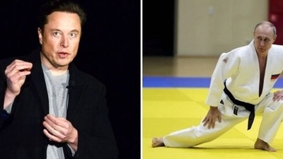 Billionaire Elon Musk and Russian President Vladimir Putin.