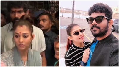 Nayanthara and Vignesh Shivn visited a temple. Nayanthara and Vignesh Shivn visited a temple.