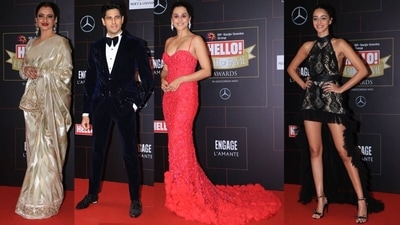 Rekha, Sidharth Malhotra, Taapsee Pannu and Ananya Panday at Hello Hall of Fame Awards on Sunday. (Varinder Chawla) Rekha, Sidharth Malhotra, Taapsee Pannu and Ananya Panday at Hello Hall of Fame Awards on Sunday. (Varinder Chawla)