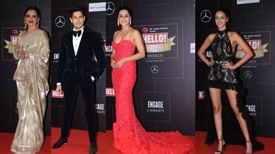 Several Bollywood A-listers like veteral actor Rekha, Sidharth Malhotra, Kriti Sanon were also spotted at the Hello Hall of Fame Awards which was held on March 13. (HT File Photo) Several Bollywood A-listers like veteral actor Rekha, Sidharth Malhotra, Kriti Sanon were also spotted at the Hello Hall of Fame Awards which was held on March 13. (HT File Photo)