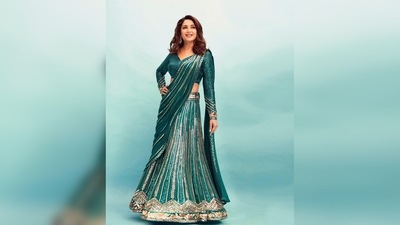 Sharing the photos, Madhuri Dixit captioned her post, "Adding some sparkle to your Sunday &amp; mine." (Instagram/@madhuridixitnene)