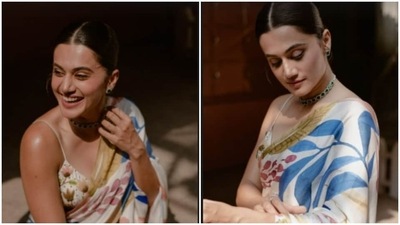 Taapsee Pannu earlier set the internet on fire with her desi girl looks in a stunning silk saree. (Instagram/@taapsee)