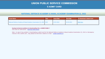UPSC NDA/NA II admit cards released, direct link for hall tickets