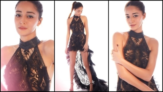 Ananya Panday's jaw-dropping look in a black lace gown.&nbsp;