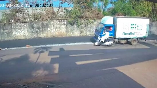 The accident happened on Tuesday last week was captured by CCTV near Manipal